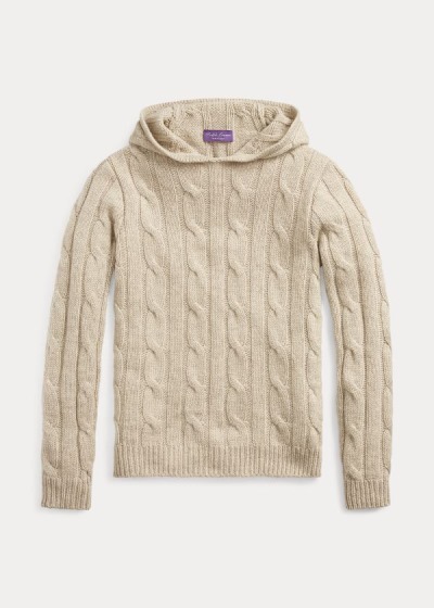 Men's Ralph Lauren Cable-Knit Cashmere Hoodies | 071482ZWB